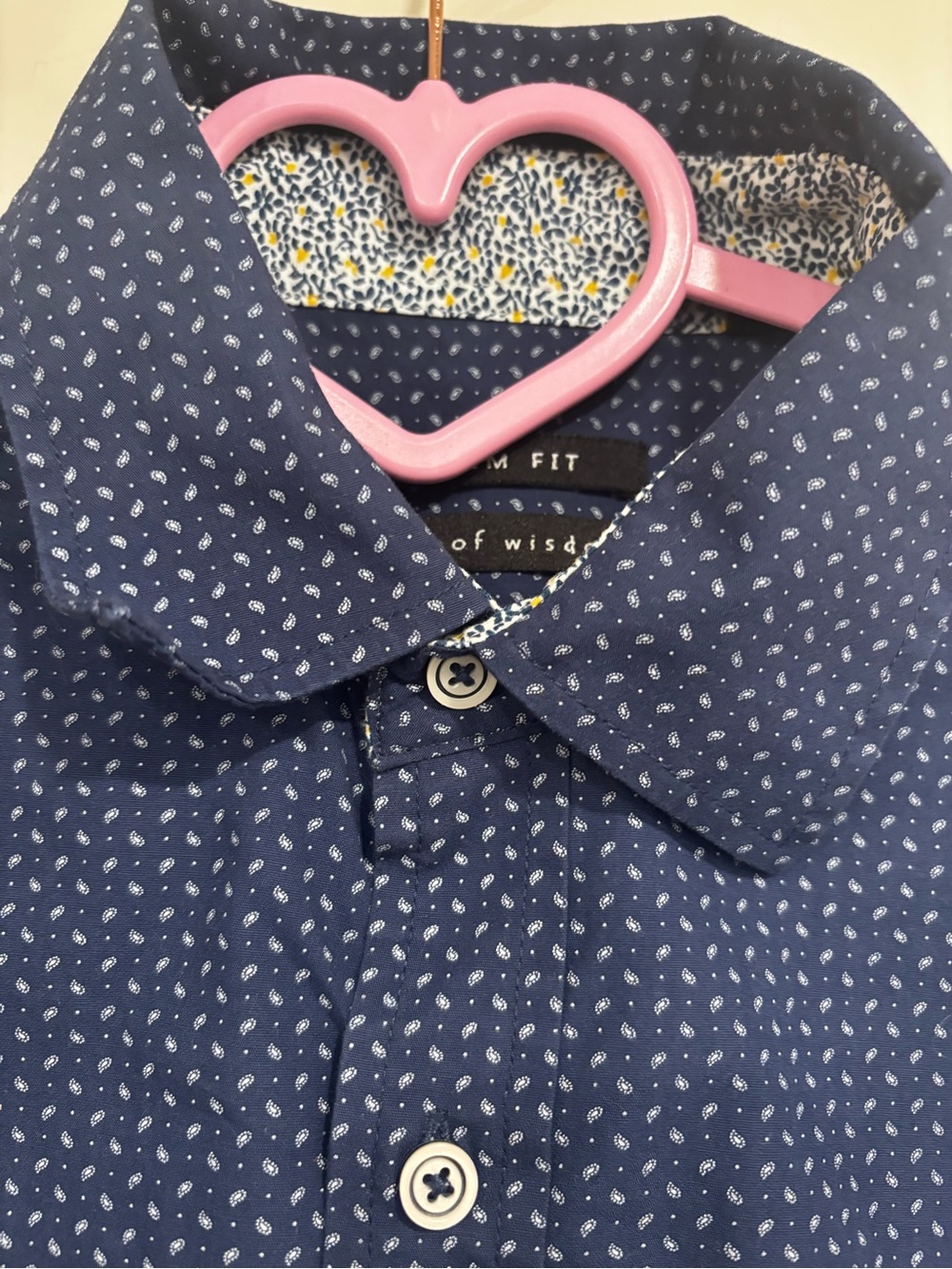Age of Wisdom 
Tailored Fit Navy Paisley Print Dress Shirt
